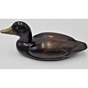 Vtg Price Products Wooden Duck Brass Bill Decoy Hunters Decor 14"